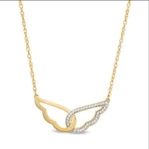Zales diamond and gold angel wing necklace.